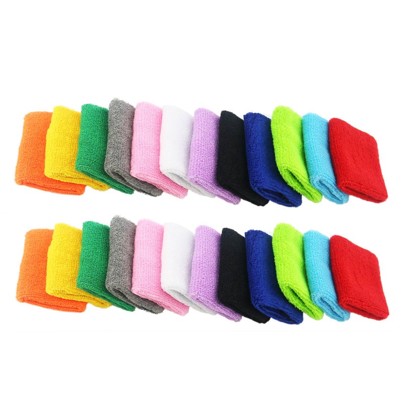 Ogrmar 12 Pairs Cotton Sweat Sports Sweatband Basketball Wristband (12 Pairs) - Image 2
